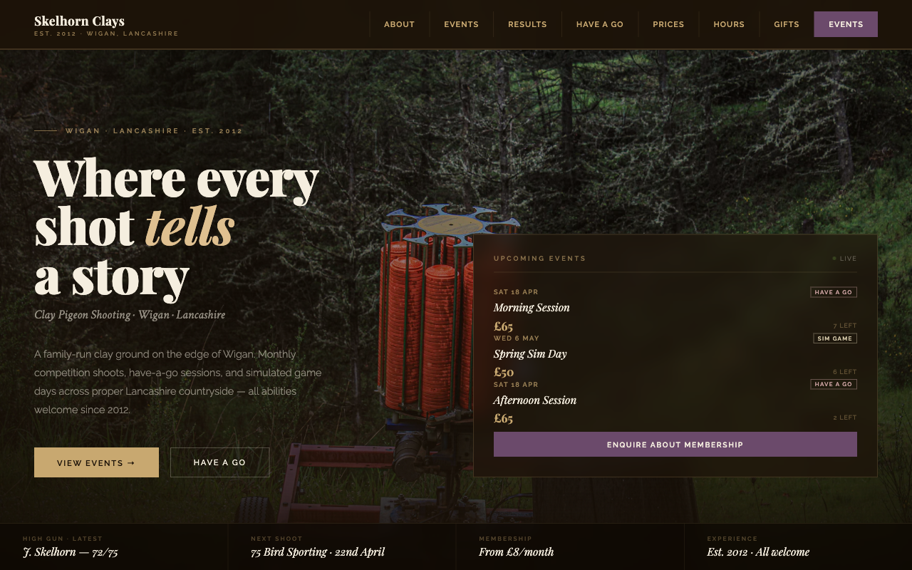 Venue booking website powered by Clay Ledger